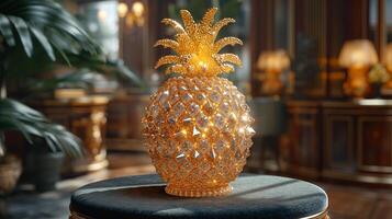 AI generated An artistic interpretation of a pineapple made entirely from diamonds photo