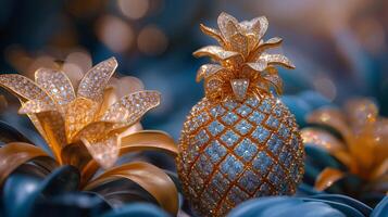 AI generated An artistic interpretation of a pineapple made entirely from diamonds photo