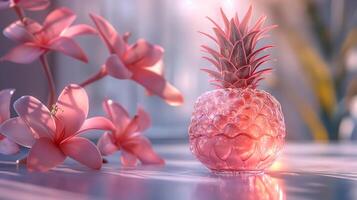AI generated An artistic interpretation of a pineapple made entirely from diamonds photo