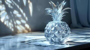AI generated An artistic interpretation of a pineapple made entirely from diamonds photo