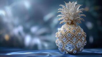 AI generated An artistic interpretation of a pineapple made entirely from diamonds photo