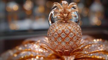 AI generated An artistic interpretation of a pineapple made entirely from diamonds photo