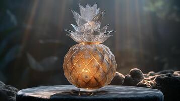 AI generated An artistic interpretation of a pineapple made entirely from diamonds photo