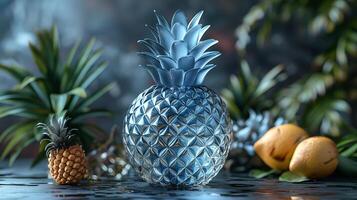 AI generated An artistic interpretation of a pineapple made entirely from diamonds photo