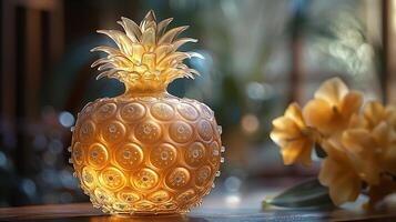 AI generated An artistic interpretation of a pineapple made entirely from diamonds photo