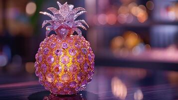 AI generated An artistic interpretation of a pineapple made entirely from diamonds photo