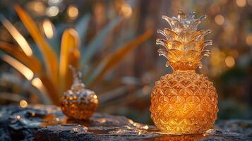 AI generated An artistic interpretation of a pineapple made entirely from diamonds photo