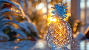 AI generated An artistic interpretation of a pineapple made entirely from diamonds photo