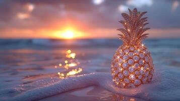 AI generated An artistic interpretation of a pineapple made entirely from diamonds photo