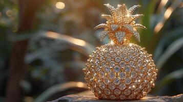 AI generated An artistic interpretation of a pineapple made entirely from diamonds photo