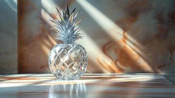 AI generated An artistic interpretation of a pineapple made entirely from diamonds photo