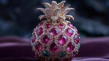 AI generated An artistic interpretation of a pineapple made entirely from diamonds photo
