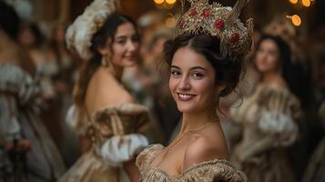 ai generado medieval francés mascarada pelota foto