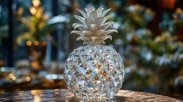AI generated An artistic interpretation of a pineapple made entirely from diamonds photo