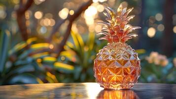 AI generated An artistic interpretation of a pineapple made entirely from diamonds photo