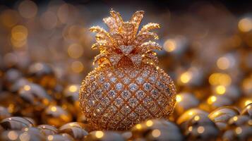 ai generado un artístico interpretación de un piña hecho enteramente desde diamantes foto