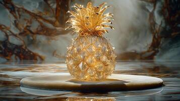 AI generated An artistic interpretation of a pineapple made entirely from diamonds photo