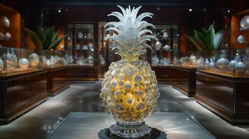 AI generated An artistic interpretation of a pineapple made entirely from diamonds photo