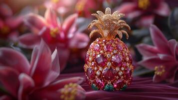 AI generated An artistic interpretation of a pineapple made entirely from diamonds photo