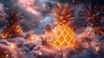 AI generated An artistic interpretation of a pineapple made entirely from diamonds photo