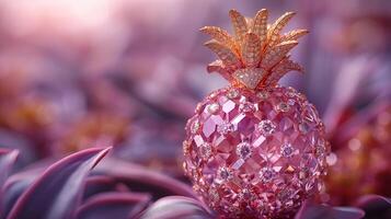 AI generated An artistic interpretation of a pineapple made entirely from diamonds photo