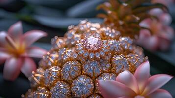 AI generated An artistic interpretation of a pineapple made entirely from diamonds photo