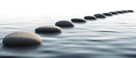AI generated Tranquil Zen Path of Stones in Widescreen for Mindful. created with Generative AI photo