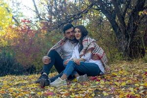 romantic couple in the garden, couple in the nature photo