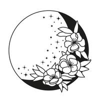 mano dibujado vector creciente Luna y flores potentilla