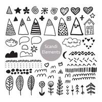 Collection of black elements in Scandinavian style in vector. Nordic set for design poster, wrapping, postcard and other. vector