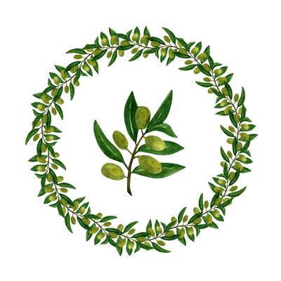 Olives seamless brush, border with olive branches and fruits for Italian cuisine design or extra virgin