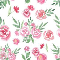 Seamless pattern with loose watercolor roses vector