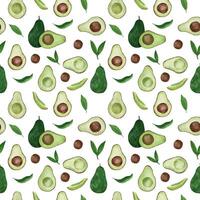 Seamless pattern with avocado. Tropical abstract background. vector