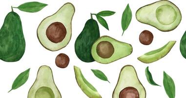 Creative layout made of watercolor avocado vector