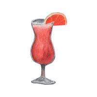 Watercolor clipart of alcohol cocktails Tequila Sunrise vector