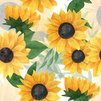 Realistic watercolor sunflowers seamless pattern for wedding invitation vector