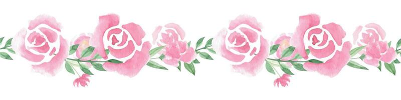 Light loose endless brush and wreath with watercolor roses vector