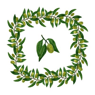 Olives seamless brush, border with olive branches and fruits for Italian cuisine design or extra virgin
