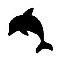 Vector single dolphin silhouette. Hand drawn doodle illustrations