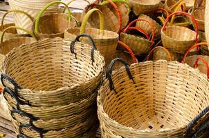 Woven baskets, handicrafts made by local people. Local products of Thailand. photo