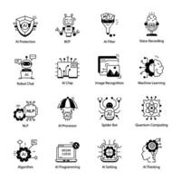 Collection of Artificial Intelligence Linear Icons vector