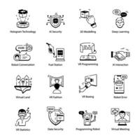 Collection of Futuristics Technology Linear Icons vector