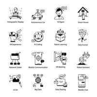 Set of Machine Learning Linear Icons vector