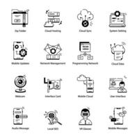 Bundle of Web and Network Services Linear Icons vector