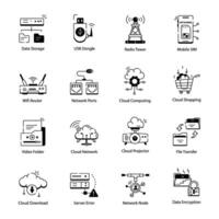 Collection of Networking Linear Icons vector