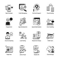 Collection of Linear Style Web Programming Icons vector