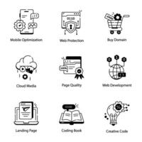 Bundle of Internet Coding Line Icons vector