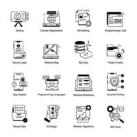 Set of 16 Web Development Linear Icons vector