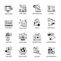 Web Coding Icon Set in Line Style vector