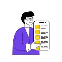 Online voting concept with cartoon people in flat design for web. Vector illustration